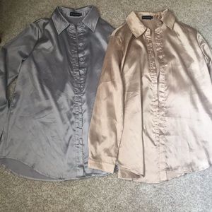 PRETTYLITTLETHING Satin Button UP